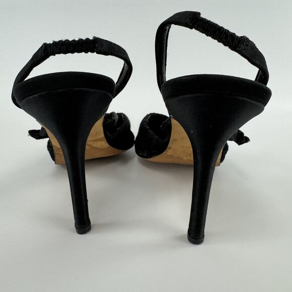 Isaac Mizrahi Black Lace Heels Sling Back Pointed Toe Women's Size 10 B Flat bow - Picture 4 of 12